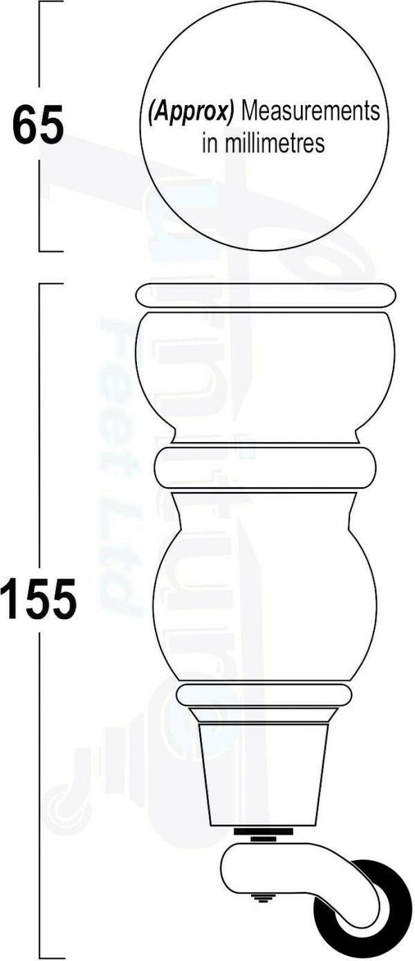 4 WOODEN FURNITURE LEGS M8 REPLACEMENT FEET WITH MULTIPLE CASTORS 165mm HIGH - Image 8