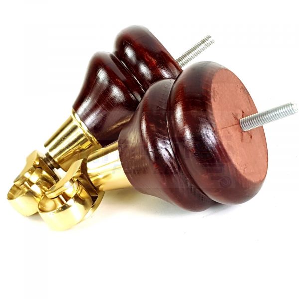 4 Wood Mahogany Brass Castor Furniture Chair Legs M8 Sofa Settee Feet 140mm High - Image 11