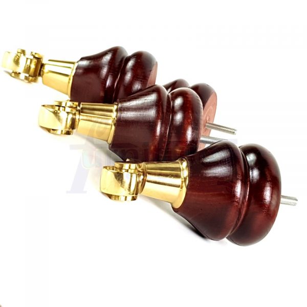 4 Wood Mahogany Brass Castor Furniture Chair Legs M8 Sofa Settee Feet 140mm High - Image 5