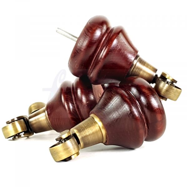 4 Wood Mahogany Brass Castor Furniture Chair Legs M8 Sofa Settee Feet 140mm High - Image 7