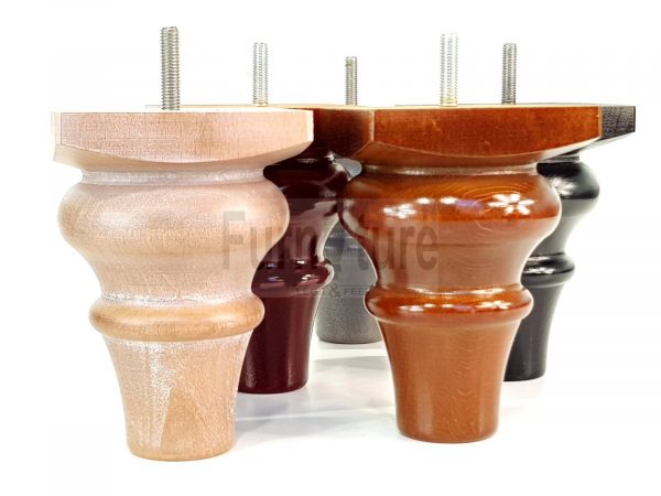 4 Wood Turned Bun Feet Furniture Legs M8 135mm High Multiple Colours Sofa Chairs - Image 3