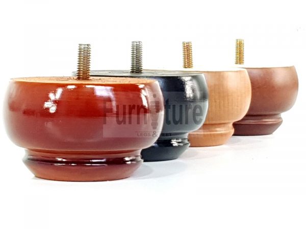 4 Wood Turned Bun Feet Furniture Legs M8 Multiple Colours 55mm High Sofa Chairs - Image 2