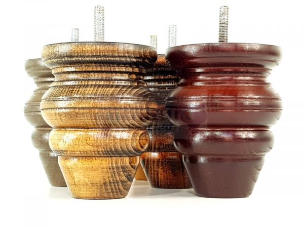 4 Wood Turned Bun Furniture Legs M8 Replacement Chair Sofa Bed Feet 110mm High - Image 3