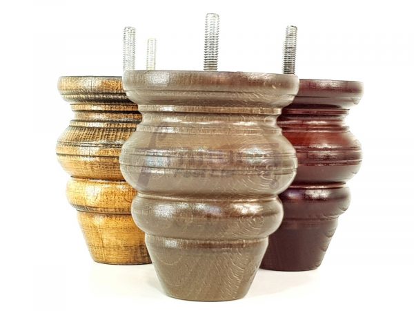 4 Wood Turned Bun Furniture Legs M8 Replacement Chair Sofa Bed Feet 110mm High - Image 4