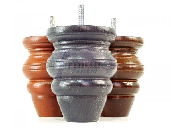 4 Wood Turned Bun Furniture Legs M8 Replacement Chair Sofa Bed Feet 110mm High - Image 6