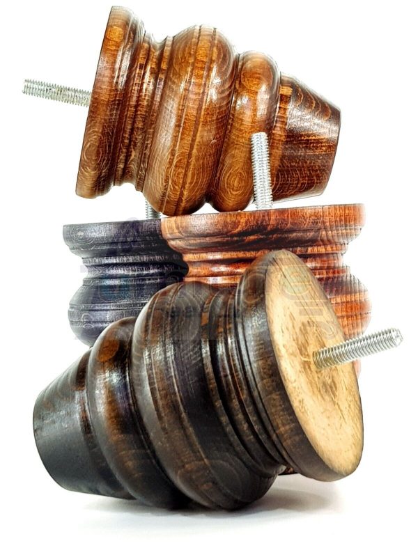 4 Wood Turned Bun Furniture Legs M8 Replacement Chair Sofa Bed Feet 110mm High - Image 9