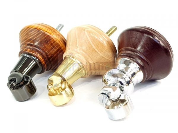 4 Wooden Furniture Sofa Legs & Castors M8(8mm) Replacment Chair Feet 120mm High - Image 2