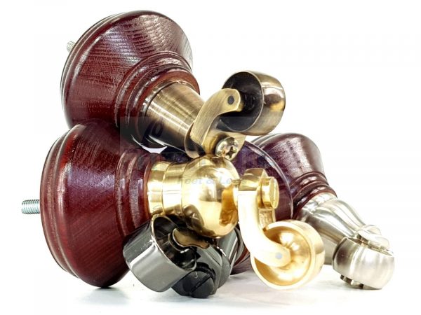 4 Wooden Furniture Sofa Legs & Castors M8(8mm) Replacment Chair Feet 120mm High - Image 9