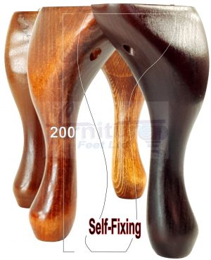 4 Wooden Traditional Queen Anne Furniture Legs 200mm Sofa Chair Beds (Self-Fix)