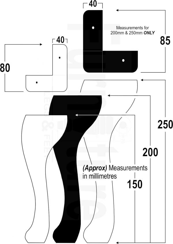 4 Wooden Traditional Queen Anne Furniture Legs 200mm Sofa Chair Beds (Self-Fix) - Image 3
