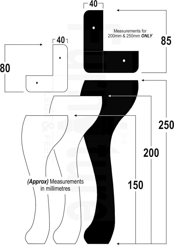 4 Wooden Traditional Queen Anne Furniture Legs 250mm Sofa Chair Beds (Self-Fix) - Image 10