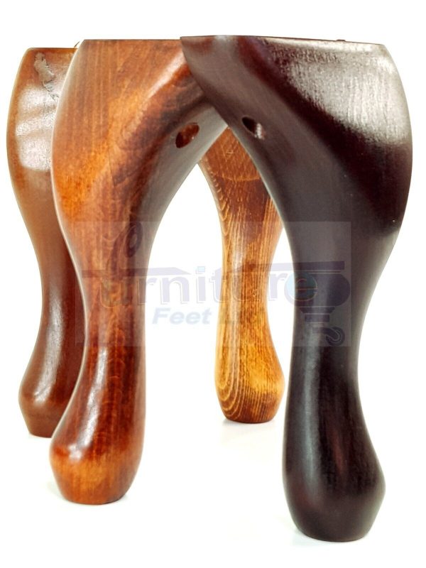 4 Wooden Traditional Queen Anne Furniture Legs 250mm Sofa Chair Beds (Self-Fix) - Image 4