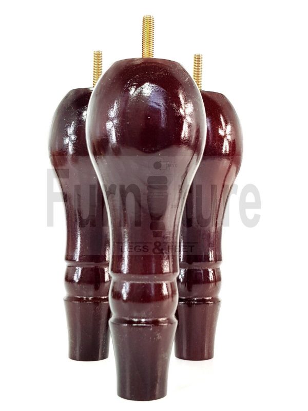 4 x Wooden Feet Replacment Furniture Turned Legs 200mm High M8 Mahogany Chairs - Image 4