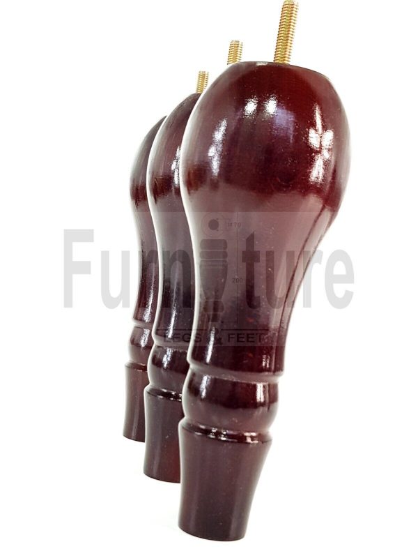 4 x Wooden Feet Replacment Furniture Turned Legs 200mm High M8 Mahogany Chairs - Image 5