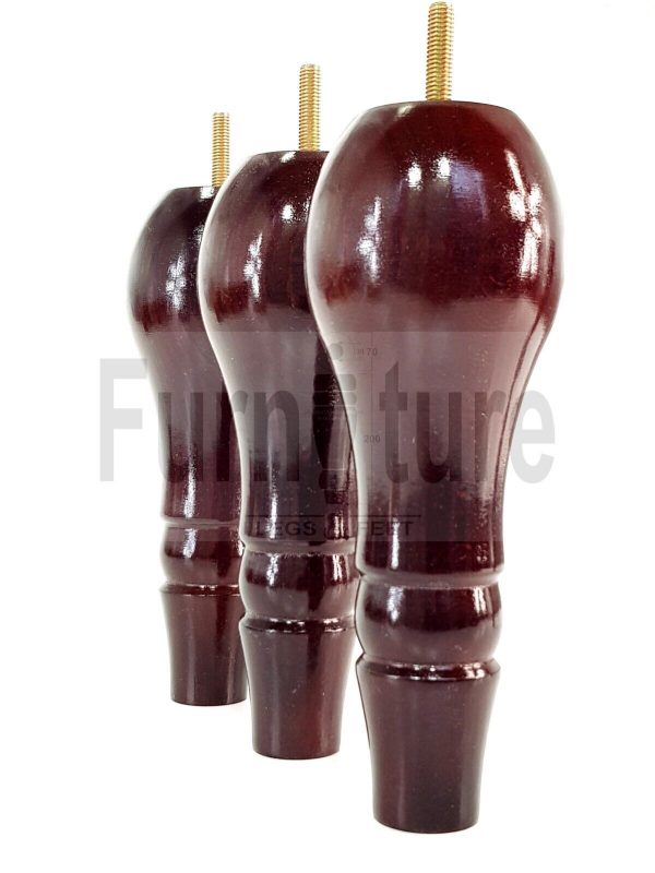 4 x Wooden Feet Replacment Furniture Turned Legs 200mm High M8 Mahogany Chairs - Image 6