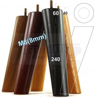 4x ANGLED WOODEN SETTEE LEGS 240mm High SOFA FURNITURE REPLACEMENT FEET M8(8mm)
