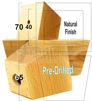 4x BLOCK WOOD LEGS 65mm High CHAIR REPLACEMENT FURNITURE SOFA FEET (PRE-DRILLED)