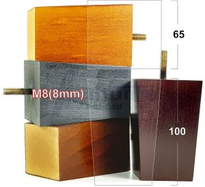 4x BLOCK WOOD REPLACEMENT FURNITURE SOFA LEGS M8(8mm) SETTEE FEET 100mm HIGH