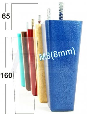 4x BLOCK WOODEN SOFA LEGS 160mm High CHAIR REPLACEMENT FURNITURE FEET M8(8mm)