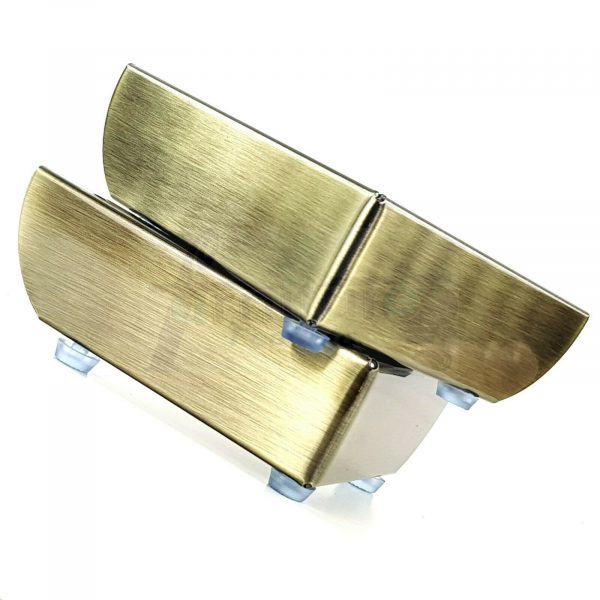 4x Antique Brass Cabinet Furniture Sofa Feet Metal Corner Chair Legs 50mm High Pre-Drilled for Screws - Image 9