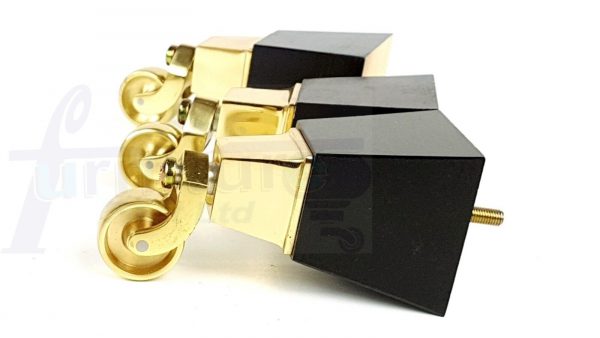 4x Block Wood With Brass Castor Furniture Chair Settee Legs M8 Sofa Feet 150mm - Image 7