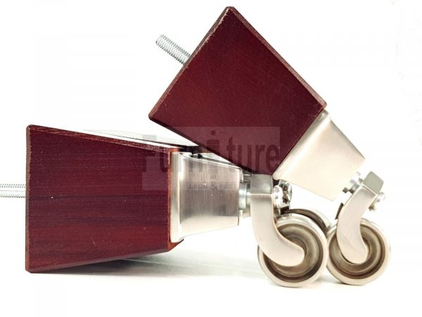 4x Block Wood With Chrome Castor Furniture Chair Settee Legs M8 Sofa Feet 150mm - Image 7