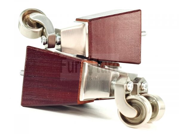 4x Block Wood With Chrome Castor Furniture Chair Settee Legs M8 Sofa Feet 150mm - Image 8