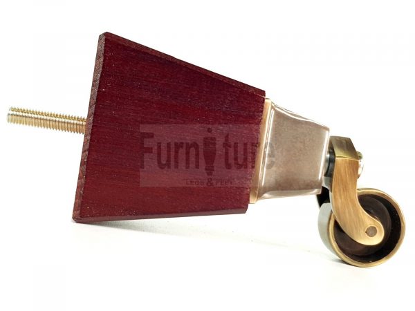 4x Block Wood With Chrome Castor Furniture Chair Settee Legs M8 Sofa Feet 150mm - Image 9
