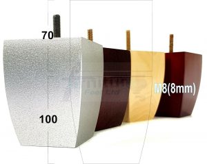 4x CHAIR REPLACEMENT BLOCK WOODEN SETTEE LEGS 100mm High FURNITURE FEET M8(8mm)