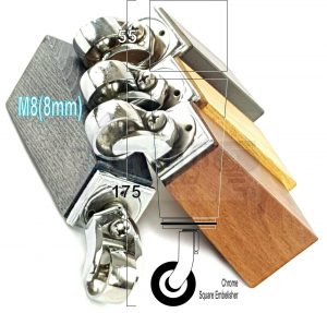4x CHROME CASTOR LEGS 175mm High CHAIR REPLACEMENT SETTEE FURNITURE FEET M8(8mm)