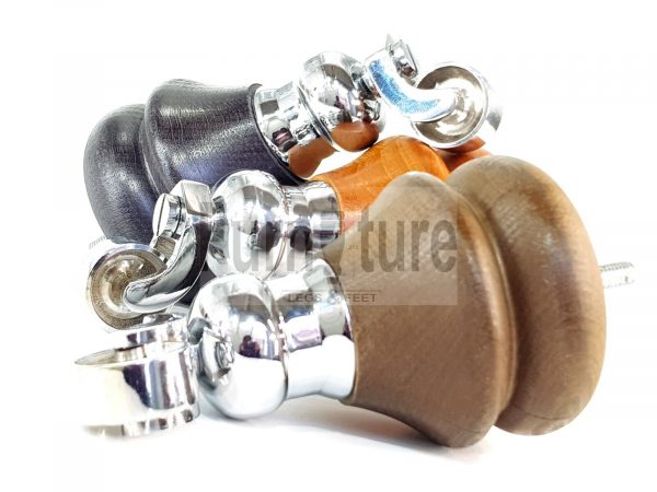 4x Chrome Castor Leg Wood Replacement Furniture Feet Chairs Settee Sofa 150mm M8 - Image 4