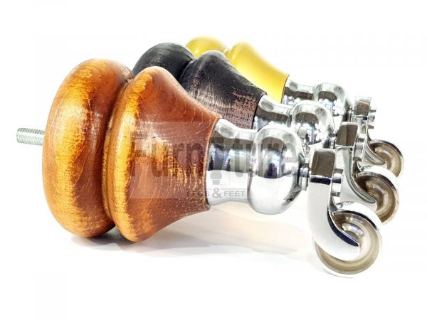 4x Chrome Castor Leg Wood Replacement Furniture Feet Chairs Settee Sofa 150mm M8 - Image 5