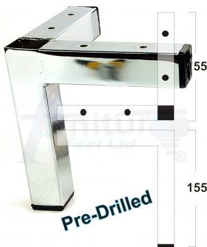 4x Metal Chair Corner Furniture Sofa Leg 155mm High Replacment Cabinet Feet Pre-Drill for Screws