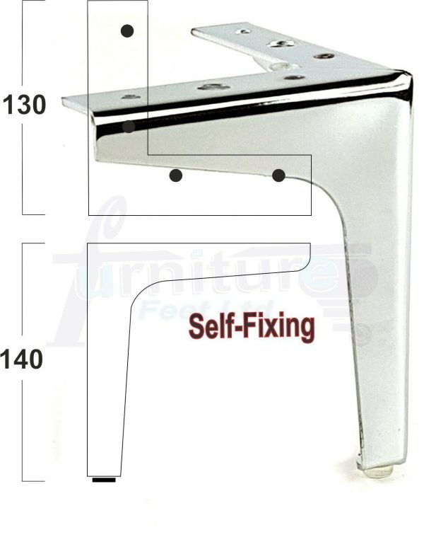 4x METAL FURNITURE LEGS 140mm HIGH SELF-FIXING FEET FOR SOFA CHAIR CABINETS BED