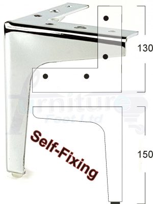 4x METAL FURNITURE LEGS 150mm HIGH SELF-FIXING FEET FOR SOFA CHAIR CABINETS BED