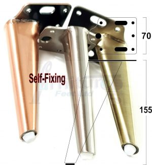 4x METAL FURNITURE LEGS 155mm HIGH SELF-FIXING FEET FOR SOFA CHAIR CABINETS BED
