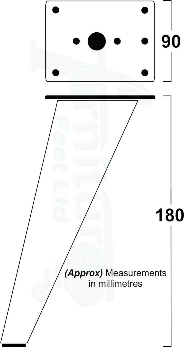 4x METAL FURNITURE LEGS 180mm HIGH SELF-FIXING FEET FOR SOFA CHAIR CABINETS BED - Image 2