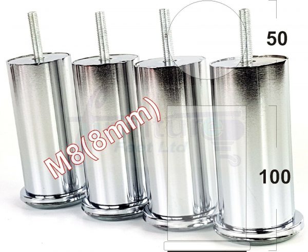 4x METAL FURNITURE LEGS 60 - 160mm HIGH M8 (8mm) FEET SOFA CHAIR CABINETS BED - Image 6