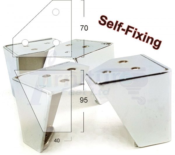 4x METAL FURNITURE LEGS 60mm HIGH SELF-FIXING FEET FOR SOFA CHAIR CABINETS BEDS