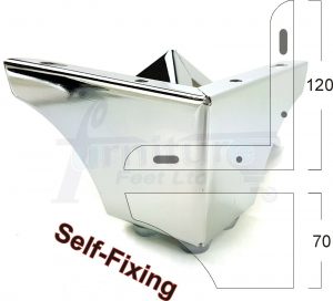 4x METAL FURNITURE LEGS 70mm HIGH SELF-FIXING FEET FOR SOFA CHAIR CABINETS BED
