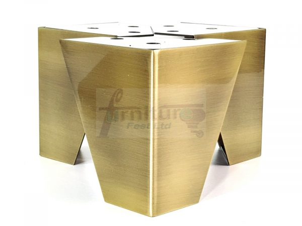 4x METAL FURNITURE LEGS 90mm HIGH SELF FIXING FEET CHAIR CABINETS BRUSHED BRASS - Image 3