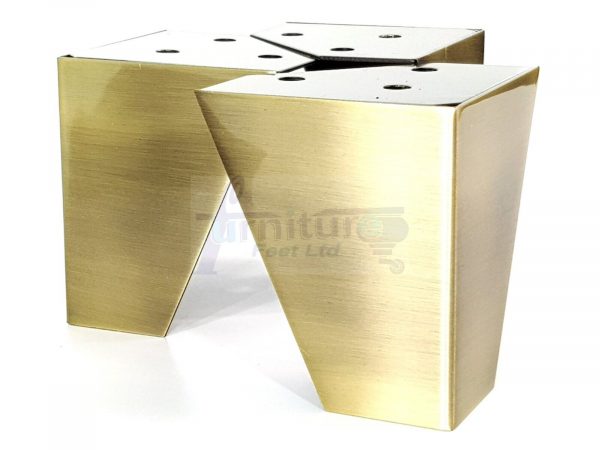 4x METAL FURNITURE LEGS 90mm HIGH SELF FIXING FEET CHAIR CABINETS BRUSHED BRASS - Image 4