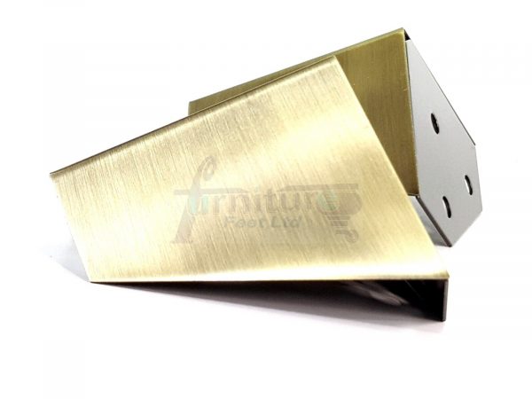 4x METAL FURNITURE LEGS 90mm HIGH SELF FIXING FEET CHAIR CABINETS BRUSHED BRASS - Image 6