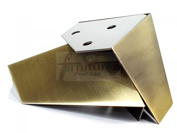 4x METAL FURNITURE LEGS 90mm HIGH SELF FIXING FEET CHAIR CABINETS BRUSHED BRASS - Image 8