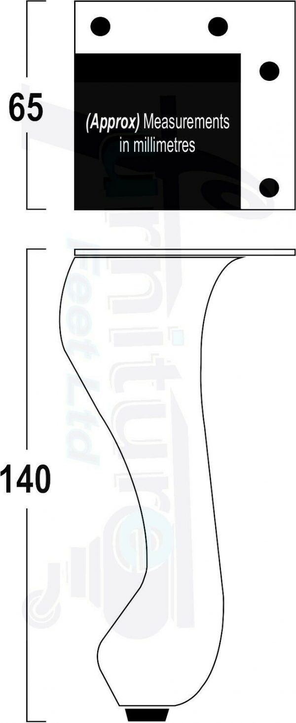 4x Metal Queen Anne Legs 140mm High Replacment Feet Furniture Sofa Chair Beds Cabinets Screw Fit - Image 3