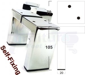 4x Metal Furniture Legs 105mm High Settee Sofa Chair Cabinet Bed Feet (Self-Fix)