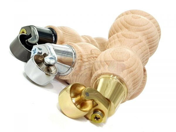 4x RAW WOODEN FURNITURE SOFA LEGS M8 REPLACEMENT FEET WITH CASTORS 215mm HIGH - Image 3