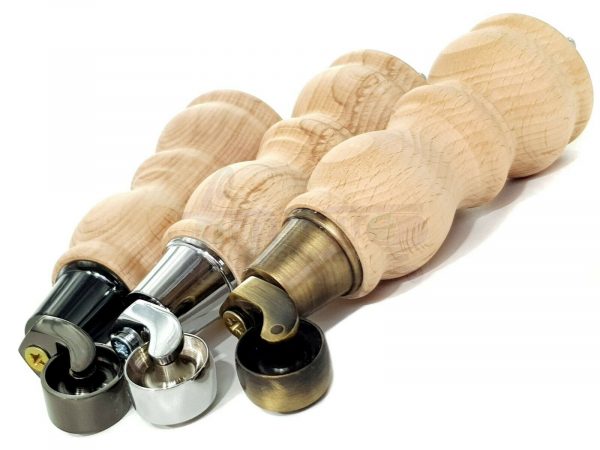 4x RAW WOODEN FURNITURE SOFA LEGS M8 REPLACEMENT FEET WITH CASTORS 215mm HIGH - Image 6