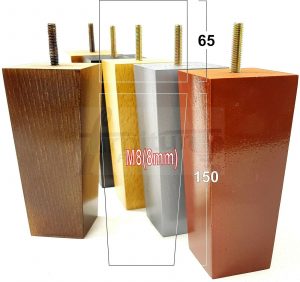 4x REPLACEMENT BLOCK WOOD FURNITURE LEGS M8(8mm) CHAIR - SETTEE FEET 150mm HIGH