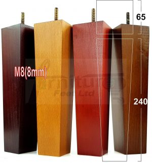 4x REPLACEMENT BLOCK WOOD FURNITURE SOFA LEGS M8(8mm) CHAIR FEET 240mm HIGH